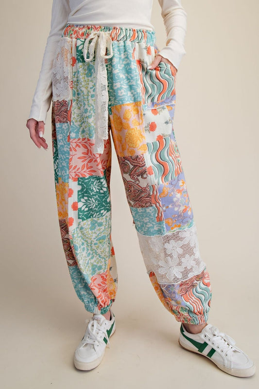 EASEL EB58027 Multi Patchwork Print Mineral