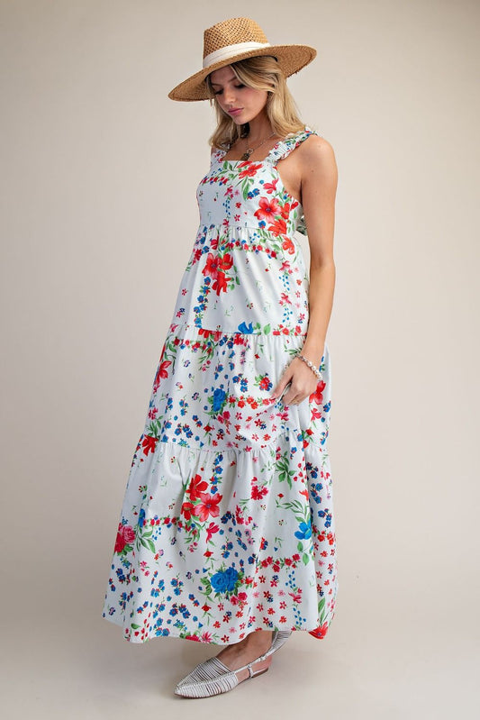ED29230 Printed Cotton Poplin Dress- white