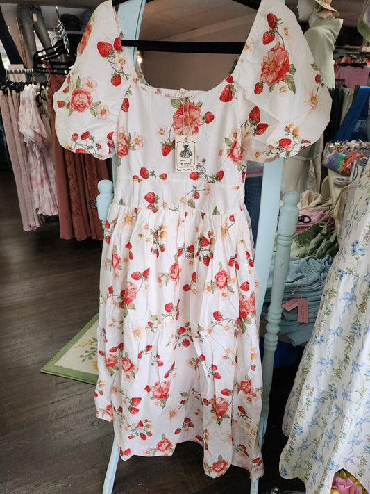 Easel ED28418 Bubble Sleeves Strawberry Dress