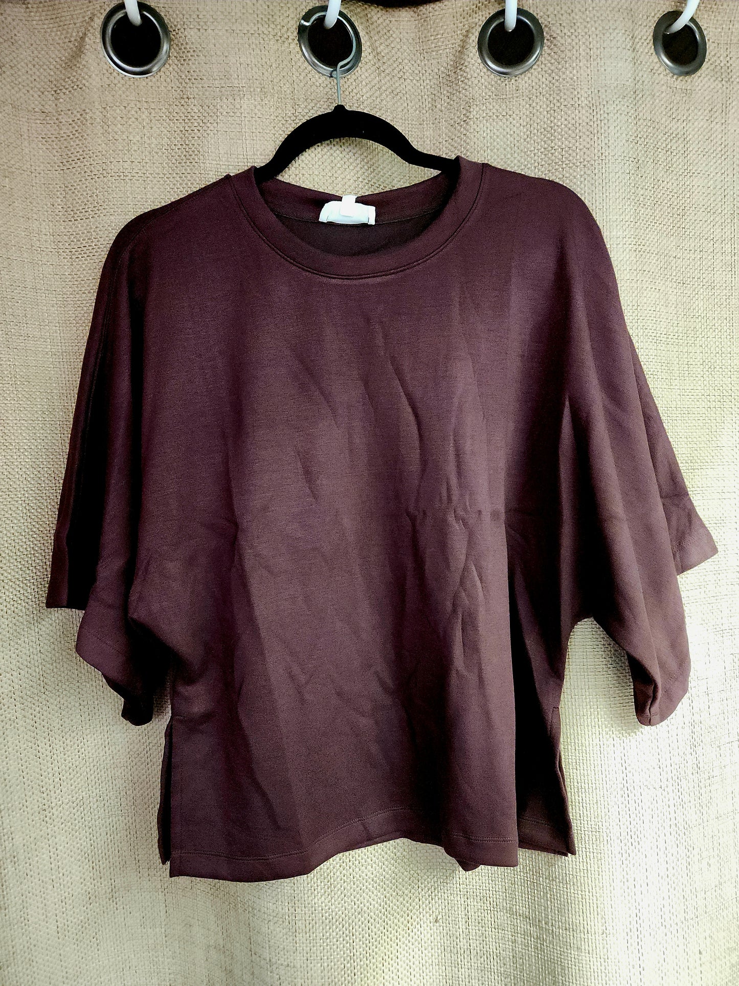 ENTRO - T28774 Brown Batwing Short Sleeve Relaxed Top