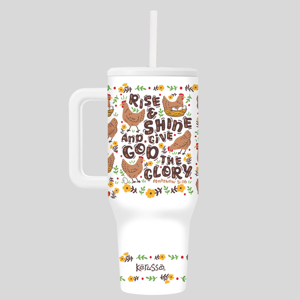 Kerusso - 40oz DW/SS Mug w/Straw - Rise and Shine
