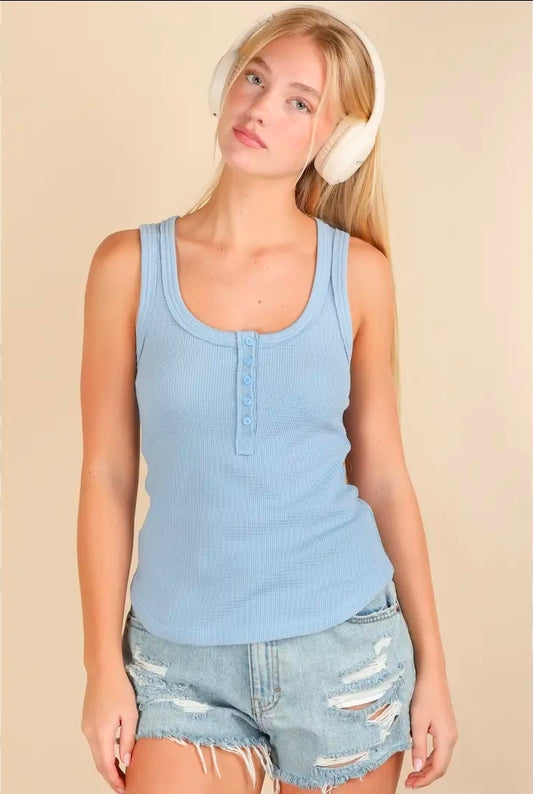 Very J - NT12124 Blue Tank Button Front
