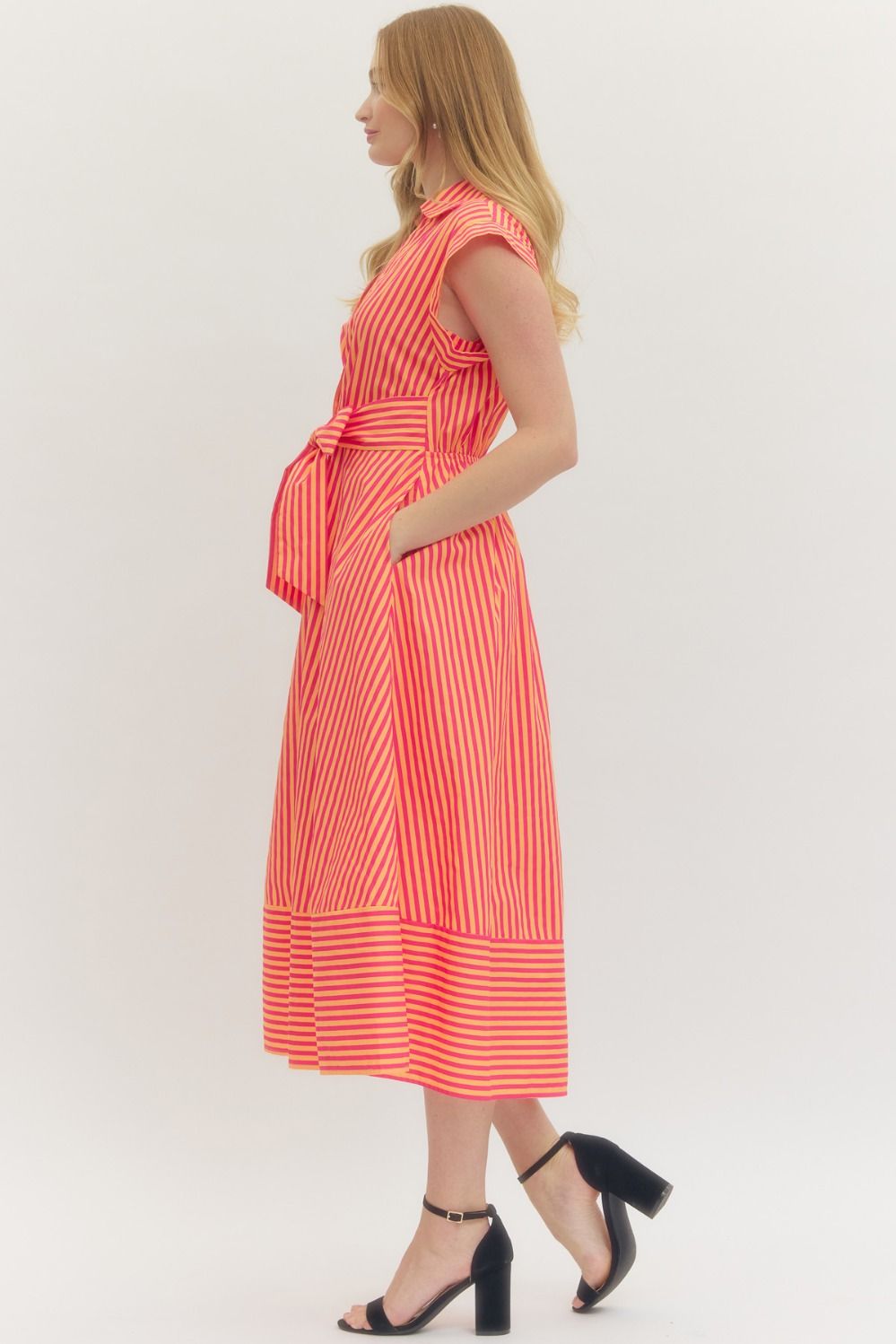 Entro D29576 Hot Pink Striped Dress