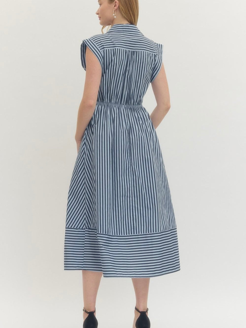 Entro D29576 Navy Striped Dress