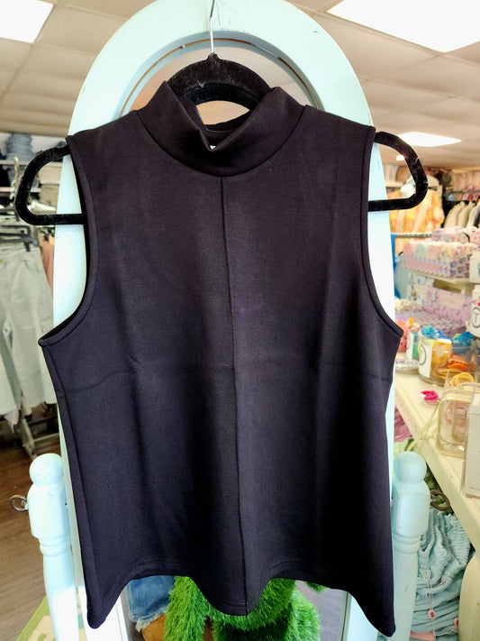 Entro T29741 Black Mock Neck Sleeveless Top